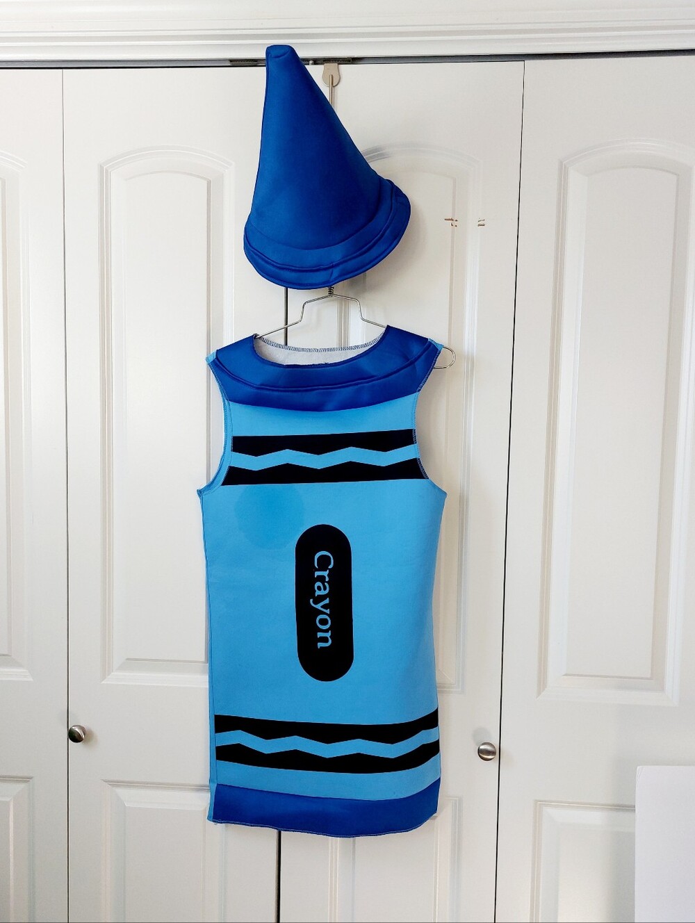 2pc Blue Crayon sz youth Medium 8-10 Halloween Costume School Art Teacher Color